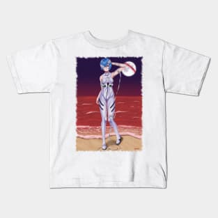 Rei Ayanami Bandage Background Jagged Kids T-Shirt